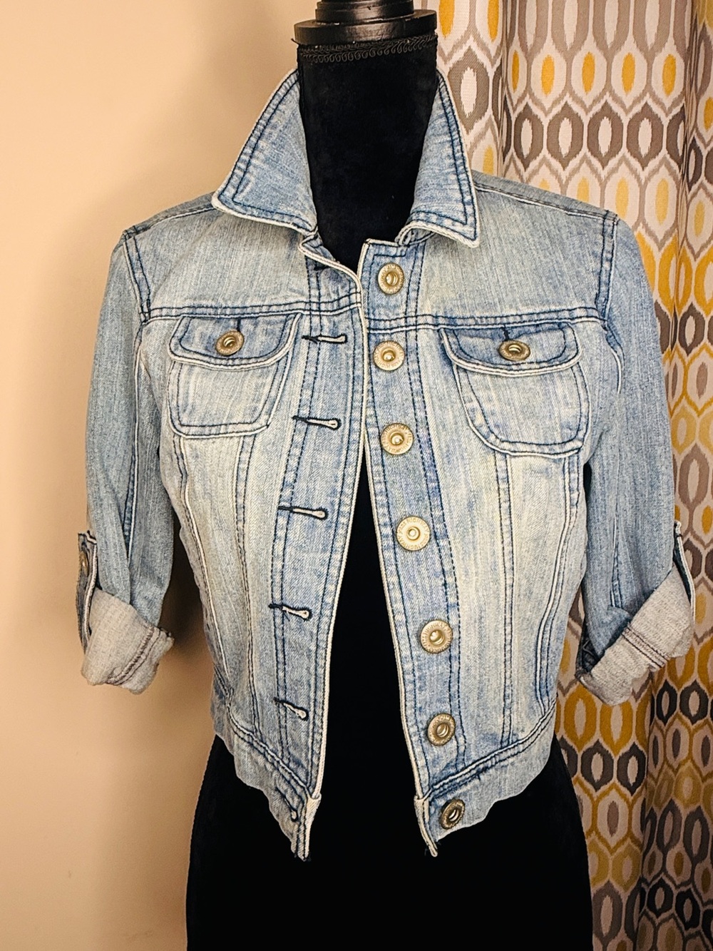 Highway Jeans Light Blue Cropped Denim Jacket Size M